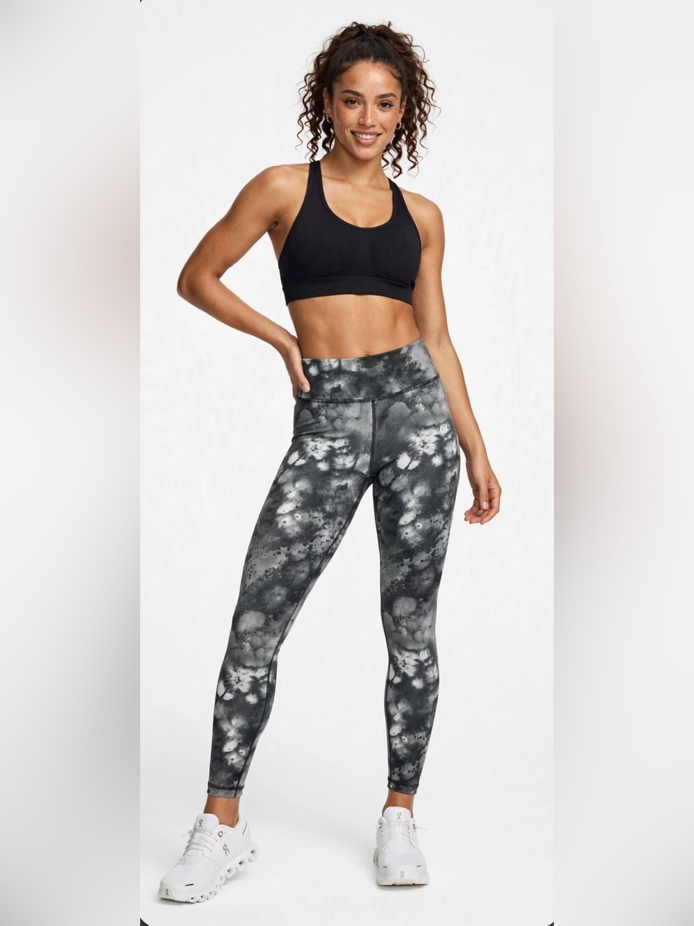 Champion Black and Gray Leggings with Tie-Dye